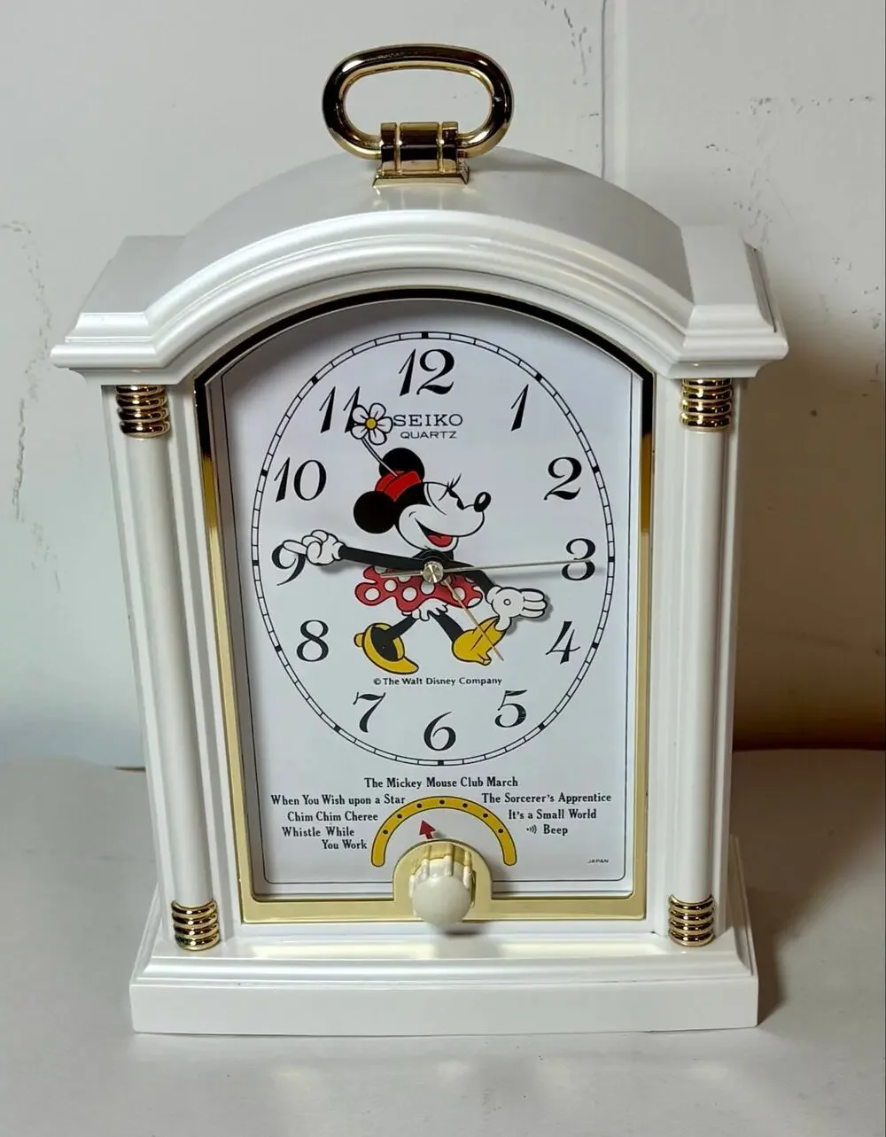 Vintage Seiko Disney Minnie Mouse Musical Alarm Clock QFE120W Cal 34604 Japan